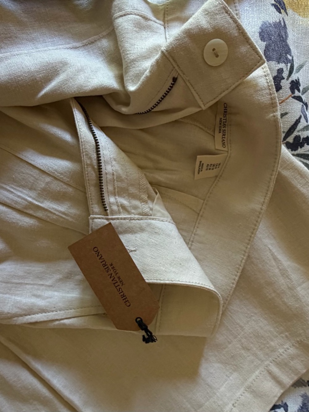 Christian Siriano Cream Linen Vest and Trousers Set - Picture 3 of 3